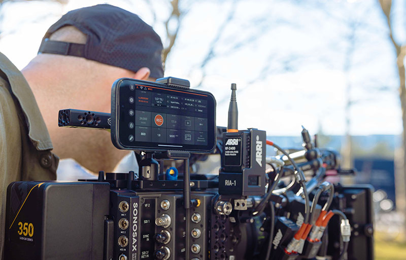 ARRI camera companion app iphone mounted to camera